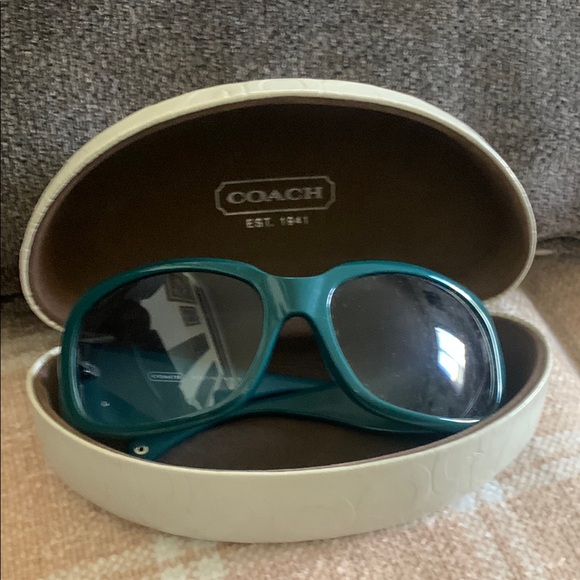 Coach Turquoise Sunglasses with Cream Case - Picture 1 of 2